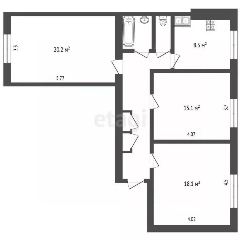 3-к кв. Москва Ломоносовский просп., 4К2 (77.7 м) - Фото 1