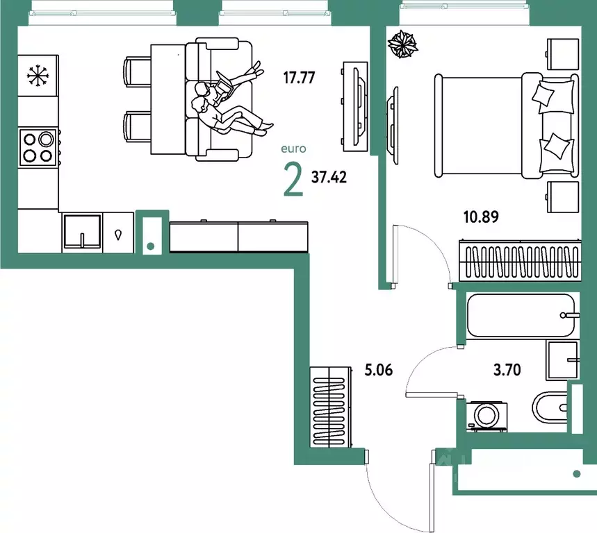 2-к кв. Московская область, Мытищи Страна.Парковая жилой комплекс ... - Фото 1