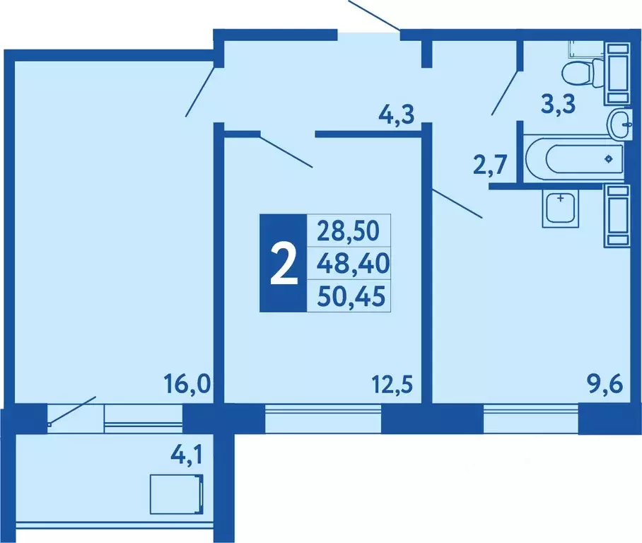 2-к кв. Башкортостан, Уфа Дема жилрайон, Новая Дема жилой комплекс ... - Фото 1