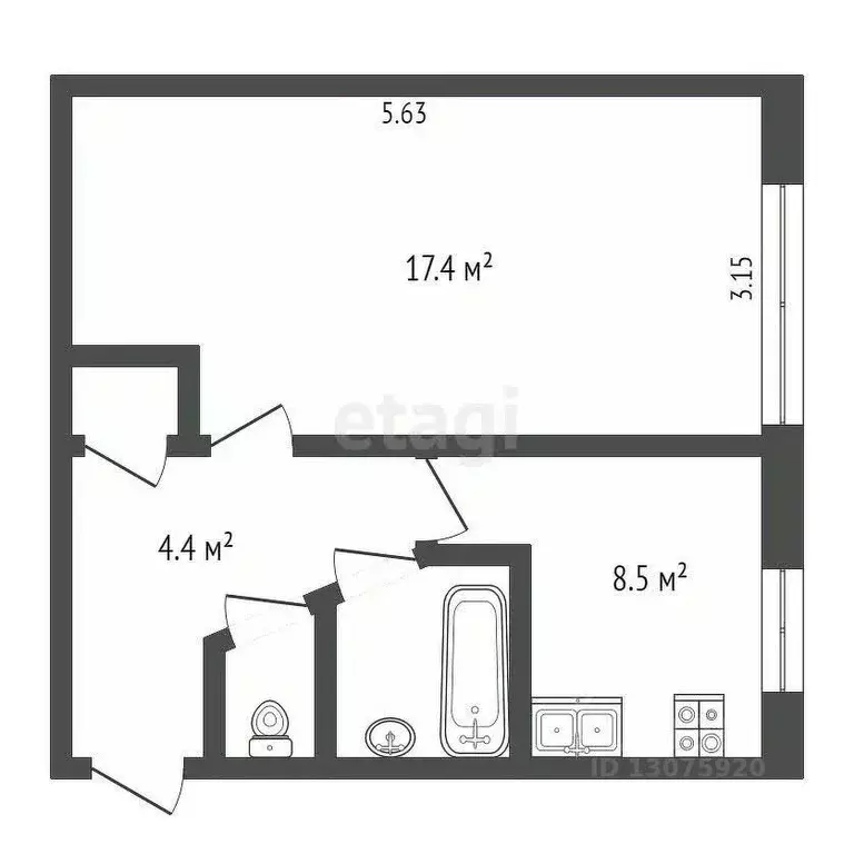 1-к кв. Ярославская область, Ярославль Суздальское ш., 22а (30.9 м) - Фото 0