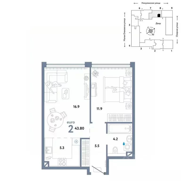 2-к кв. Москва Озерная ул., 42С7 (43.8 м) - Фото 0