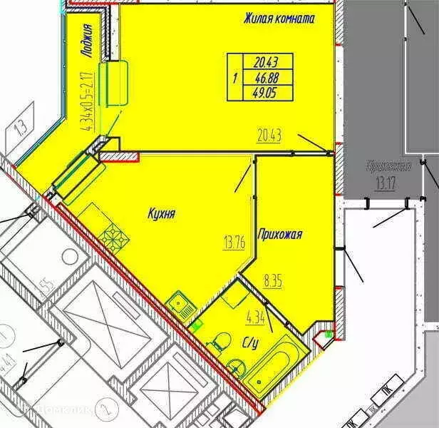 Продаётся 1-к квартира, 48.8 м - Фото 0
