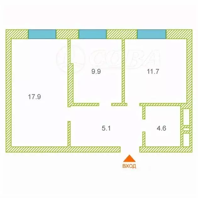 2-к кв. Тюменская область, Тюмень ул. Республики, 204к11 (50.0 м) - Фото 1