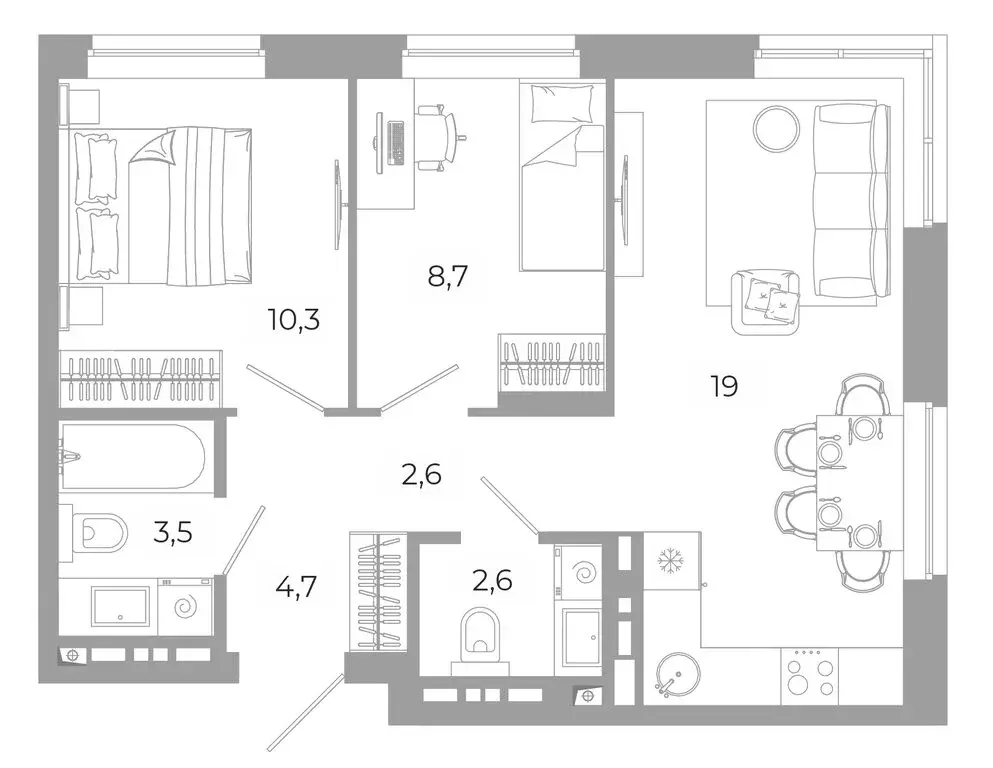 2-комнатная квартира: Екатеринбург, микрорайон Академический, 20-й ... - Фото 1