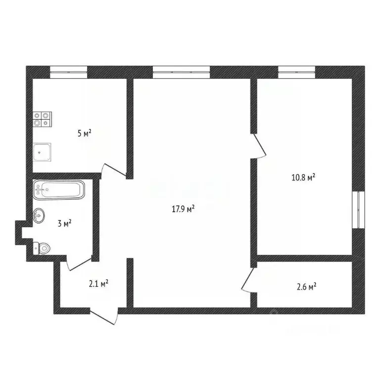 2-к кв. Нижегородская область, Нижний Новгород ул. Бекетова, 1А (42.8 ... - Фото 2