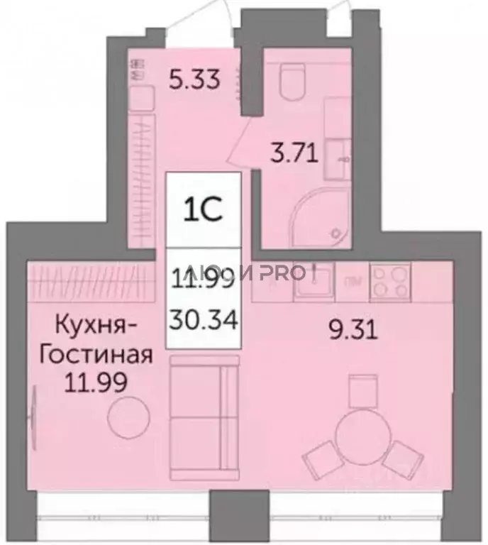 Студия Башкортостан, Уфа ул. Художника Позднова, 11 (30.1 м) - Фото 2
