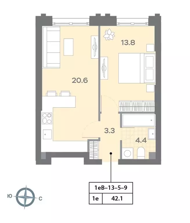 1-комнатная квартира: Москва, Ильменский проезд, 4к1 (42 м) - Фото 1