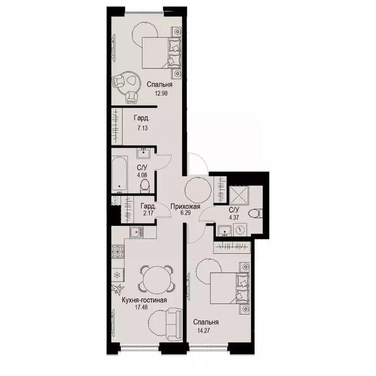 2-к кв. Санкт-Петербург ул. Профессора Попова, 38 (68.77 м) - Фото 0