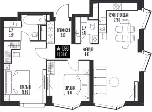 2-комнатная квартира: Москва, ЗАО, район Проспект Вернадского (70.8 м) - Фото 0