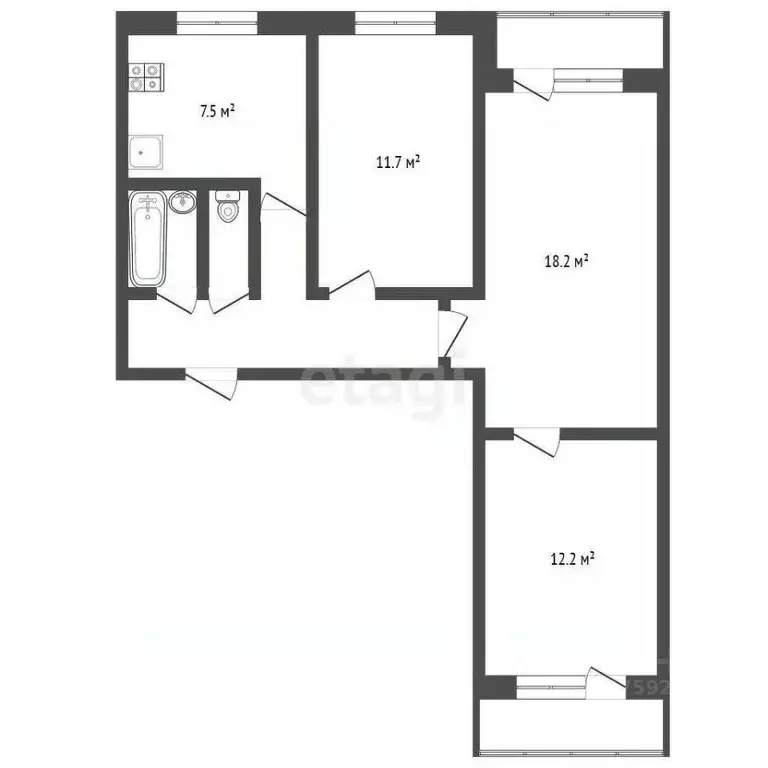 3-к кв. Ярославская область, Ярославль просп. Машиностроителей, 48 ... - Фото 2