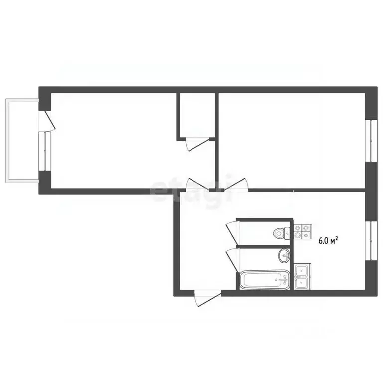 2-к кв. Московская область, Клин городской округ, пос. Чайковского 12 ... - Фото 2