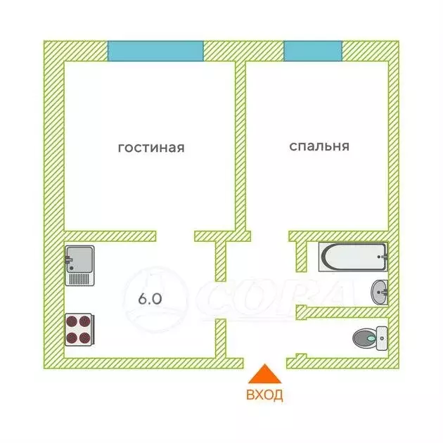 2-комнатная квартира: село Яр, улица Источник, 6к1 (41 м) - Фото 1