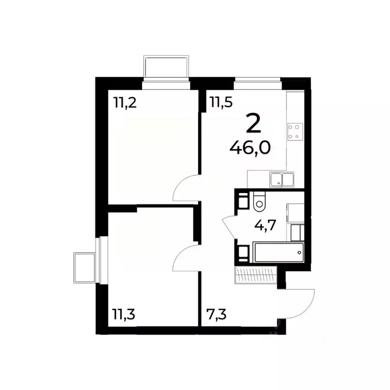 2-к кв. Нижегородская область, Нижний Новгород ул. Усиевича (46.0 м) - Фото 1