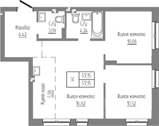 2-к кв. Новосибирская область, Новосибирский район, Краснообск рп ... - Фото 0