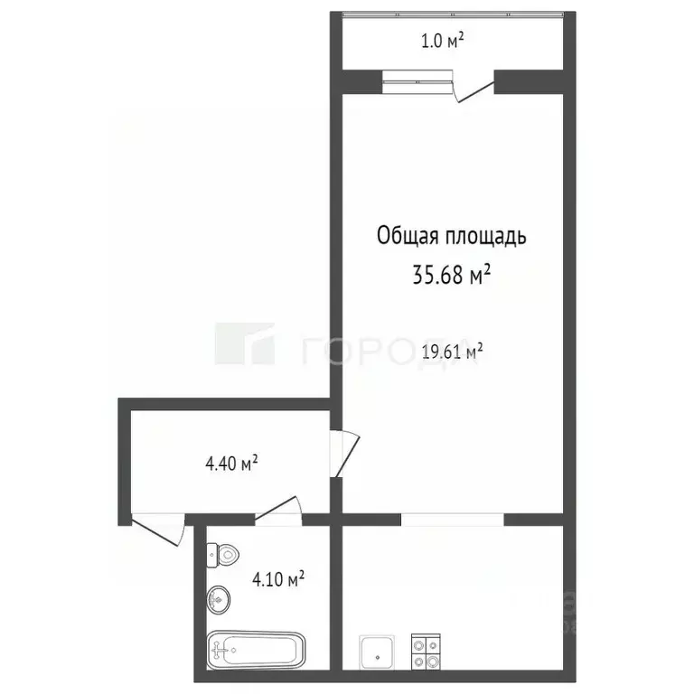 1-к кв. Кемеровская область, Прокопьевск Союзная ул., 77 (34.7 м) - Фото 2