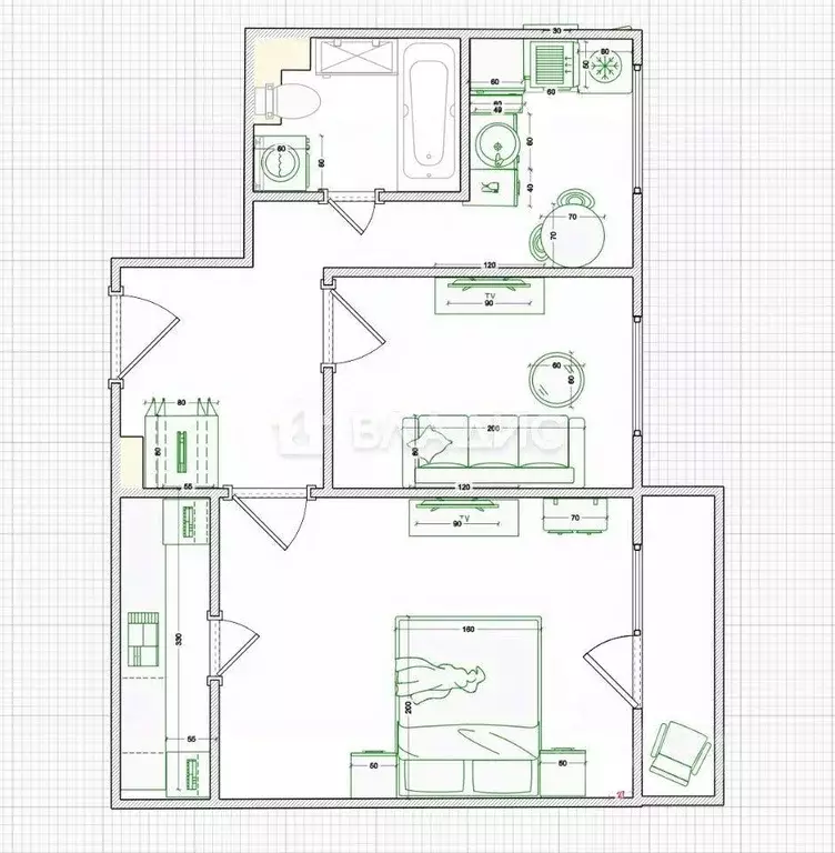 Квартира, 2 комнаты, 42 м - Фото 0