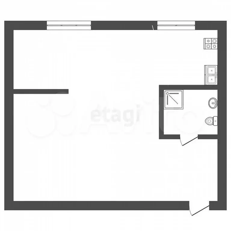 1-к. квартира, 30,3 м, 2/5 эт. - Фото 0