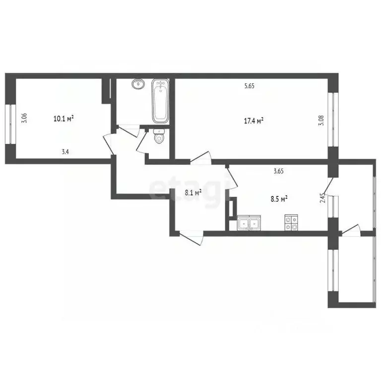 2-к кв. Камчатский край, Петропавловск-Камчатский ул. Виталия Кручины, ... - Фото 2