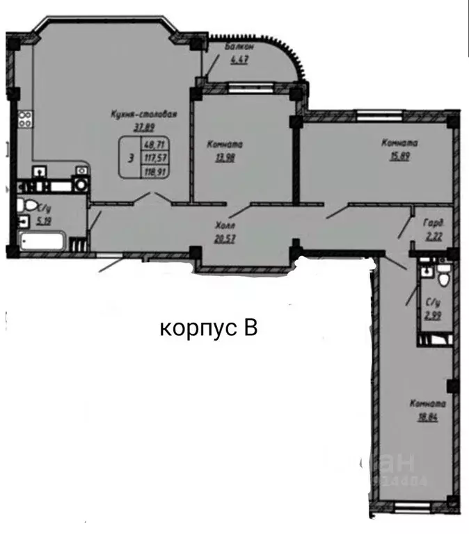 3-к кв. Ставропольский край, Ессентуки Дом под аркой жилой комплекс ... - Фото 0