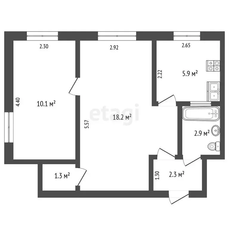 2-комнатная квартира: Новодвинск, улица 3-й Пятилетки, 18 (40.7 м) - Фото 0