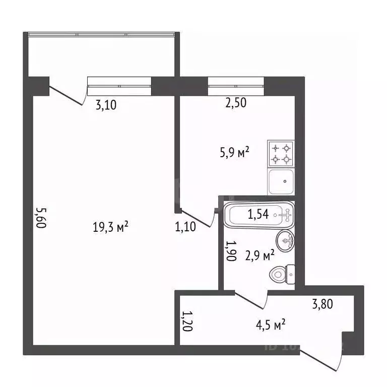 1-к кв. Башкортостан, Уфа Борисоглебская ул., 4 (32.5 м) - Фото 2
