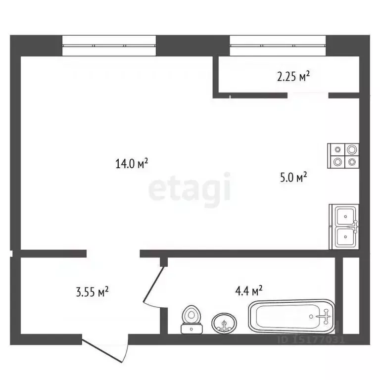 Студия Ямало-Ненецкий АО, Новый Уренгой просп. Губкина, 11Б (29.0 м) - Фото 2
