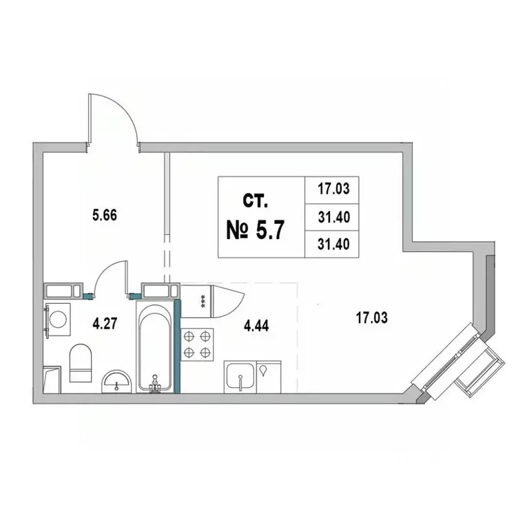 Студия Ленинградская область, Выборг ул. 1-я Южная, 8 (31.4 м) - Фото 0