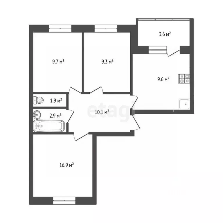 3-к кв. Башкортостан, Стерлитамак ул. Цементников, 5 (60.4 м) - Фото 2
