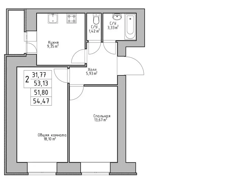 2-комнатная квартира: Самара, территория 19-й километр Московского ... - Фото 1