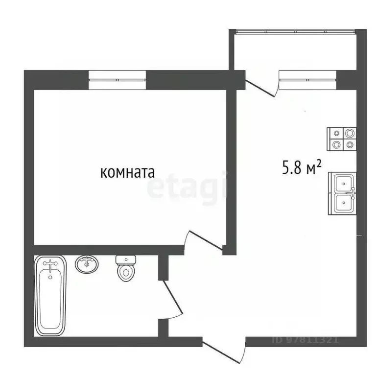 1-к кв. Кемеровская область, Прокопьевск Рудничная ул., 4 (30.7 м) - Фото 1