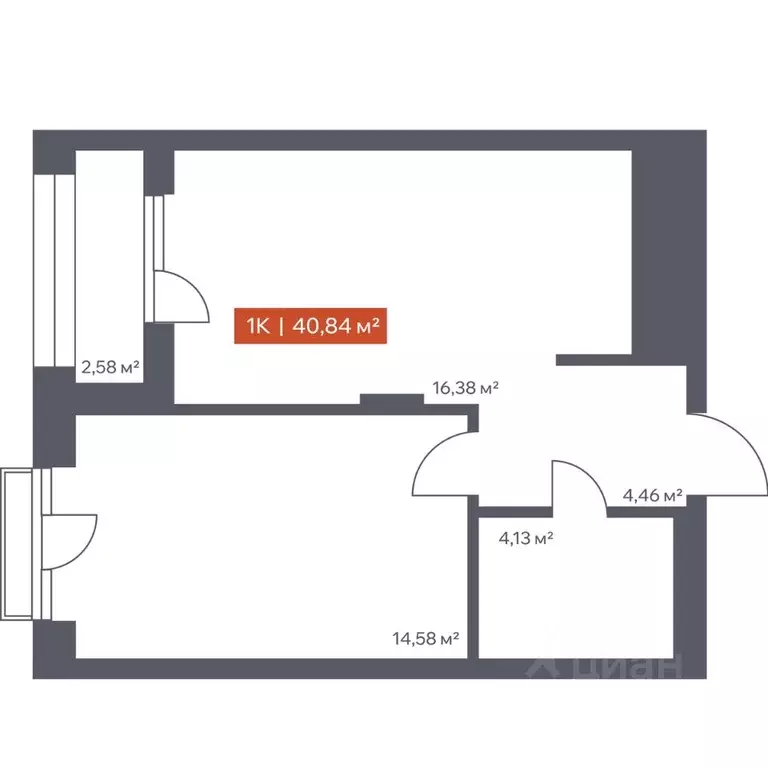 1-к кв. Томская область, Томск Красноармейская ул., 144 (40.84 м) - Фото 1