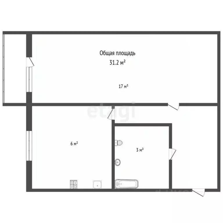 1-к кв. Брянская область, Брянск ул. Вяземского, 2 (31.2 м) - Фото 1