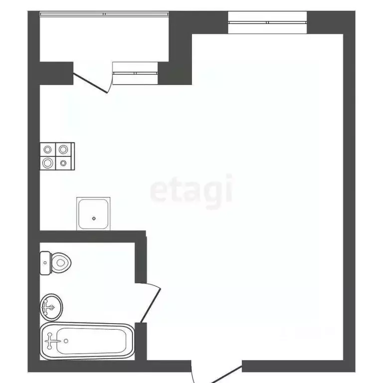 Студия Омская область, Омск ул. А.Н. Кабанова, 2 (42.0 м) - Фото 0