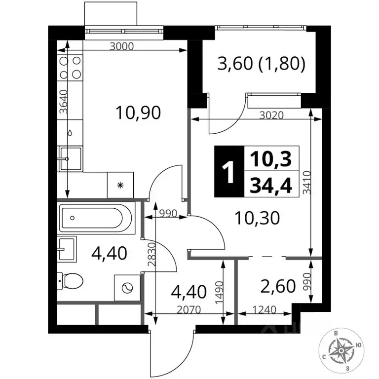 1-к кв. Московская область, Химки Клязьма-Старбеево мкр, Международный ... - Фото 1