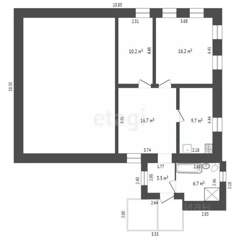 3-к кв. Тюменская область, с. Бердюжье ул. Афанасия Калинина (63.0 м) - Фото 1