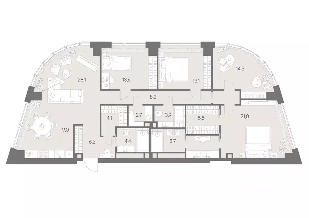 4-к кв. Москва Родина Парк жилой комплекс, к5 (143.0 м) - Фото 1