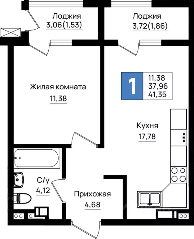 1-к кв. Краснодарский край, Новороссийск Шоссейная ул. (41.35 м) - Фото 1