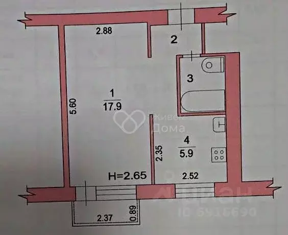 1-к кв. Волгоградская область, Волгоград ул. Дзержинского, 42 (28.6 м) - Фото 2