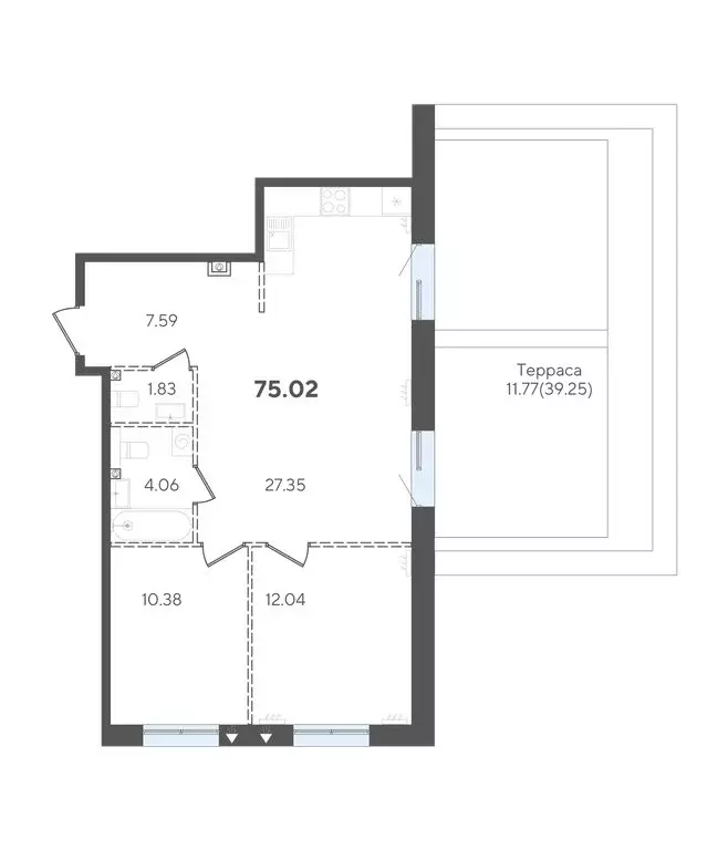 2-комнатная квартира: Казань, Вахитовский район (75.02 м) - Фото 1