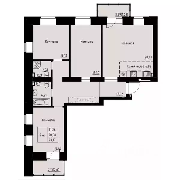 4-к кв. Красноярский край, Красноярск ул. Елены Стасовой, 80 (93.4 м) - Фото 1