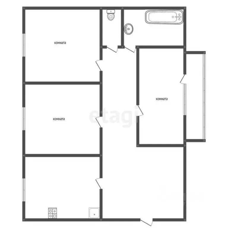 3-к кв. Амурская область, Белогорск Братская ул., 1 (65.5 м) - Фото 1