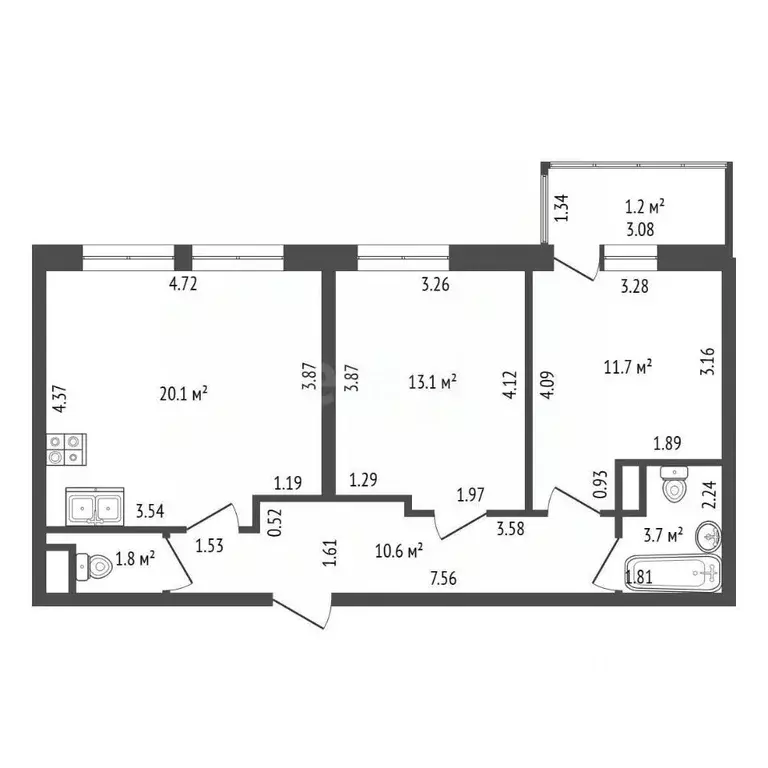 2-к кв. Санкт-Петербург 2-й Предпортовый проезд, 6 (60.0 м) - Фото 2