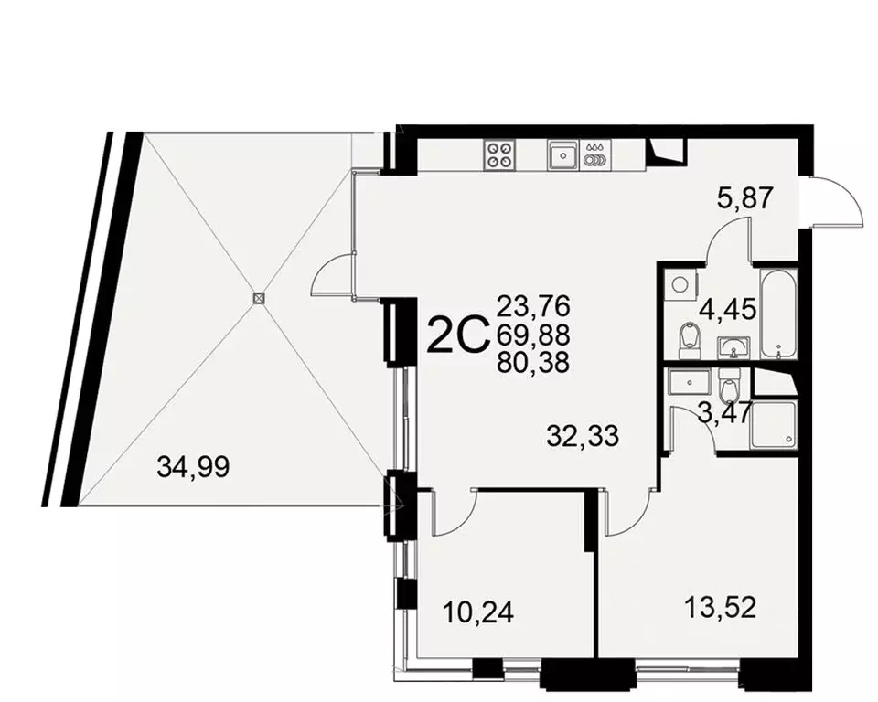 2-к кв. Тульская область, Тула Хлебная пл., 8к2 (80.38 м) - Фото 1