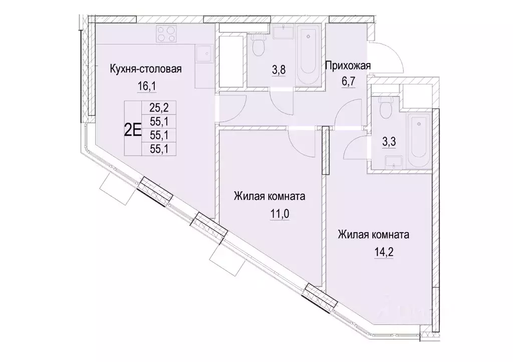 2-к кв. Московская область, Мытищи ул. Академика Каргина, 26А (55.1 м) - Фото 1