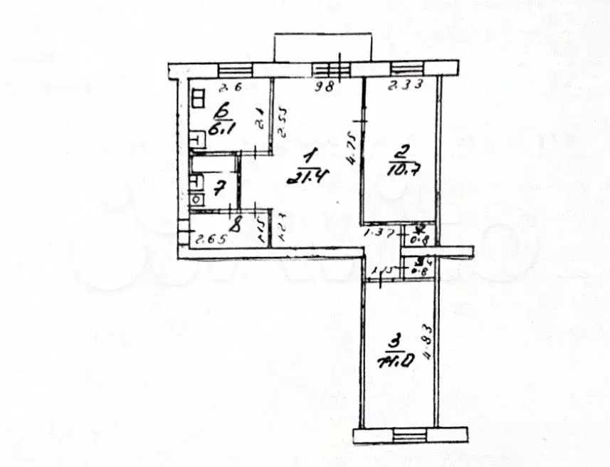 3-к. квартира, 57 м, 3/5 эт. - Фото 0