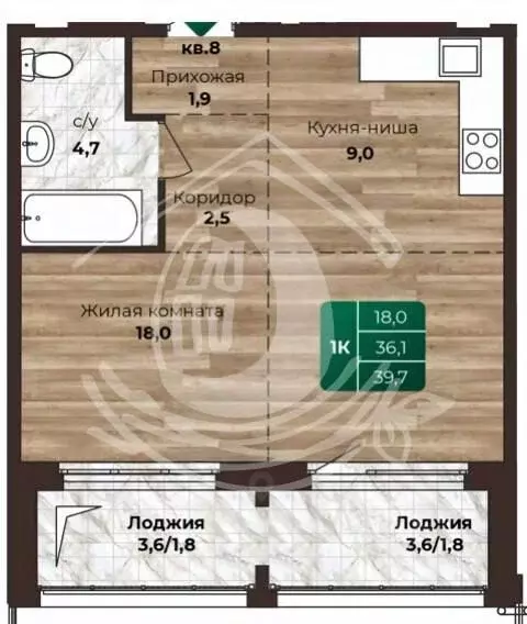 2-к кв. Алтайский край, Барнаул ул. 6-я Нагорная, 15Г/1к1 (36.1 м) - Фото 1