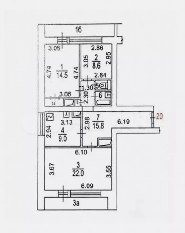 3-к. квартира, 72 м, 5/22 эт. - Фото 0