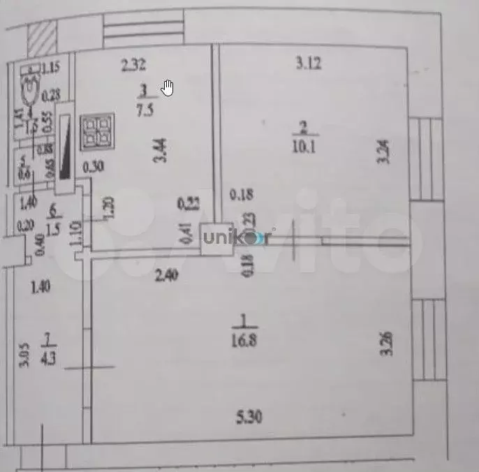 2-к. квартира, 42,3 м, 1/9 эт. - Фото 0