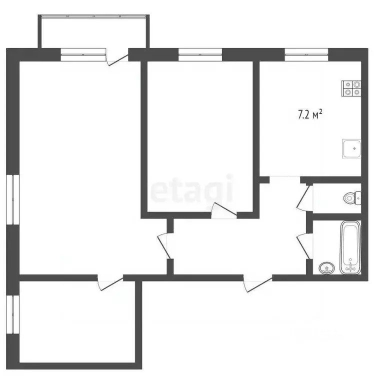 3-к кв. Ярославская область, Ярославль ул. Громова, 56к3 (60.2 м) - Фото 2
