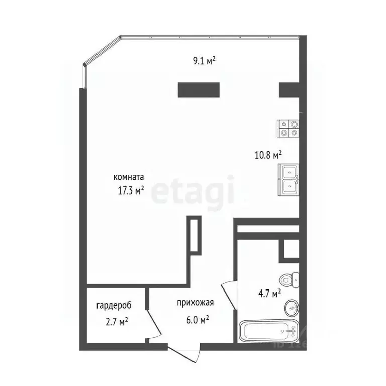 1-к кв. Московская область, Люберцы ул. Урицкого, 14 (50.6 м) - Фото 2